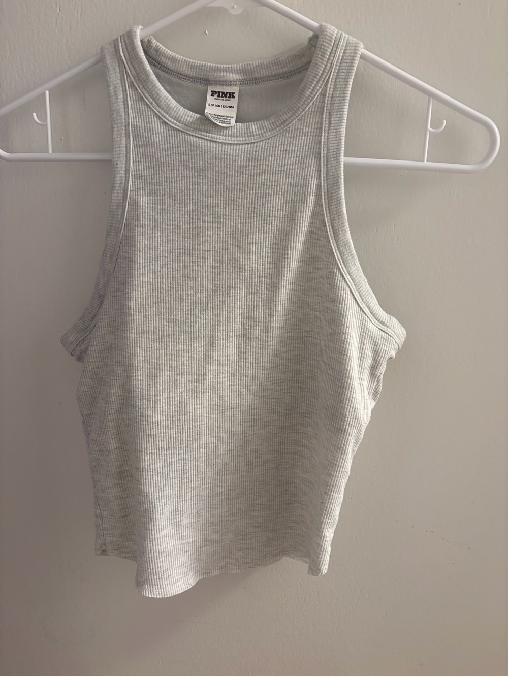 PINK Victoria's Secret Heather Light Gray Ribbed Tank